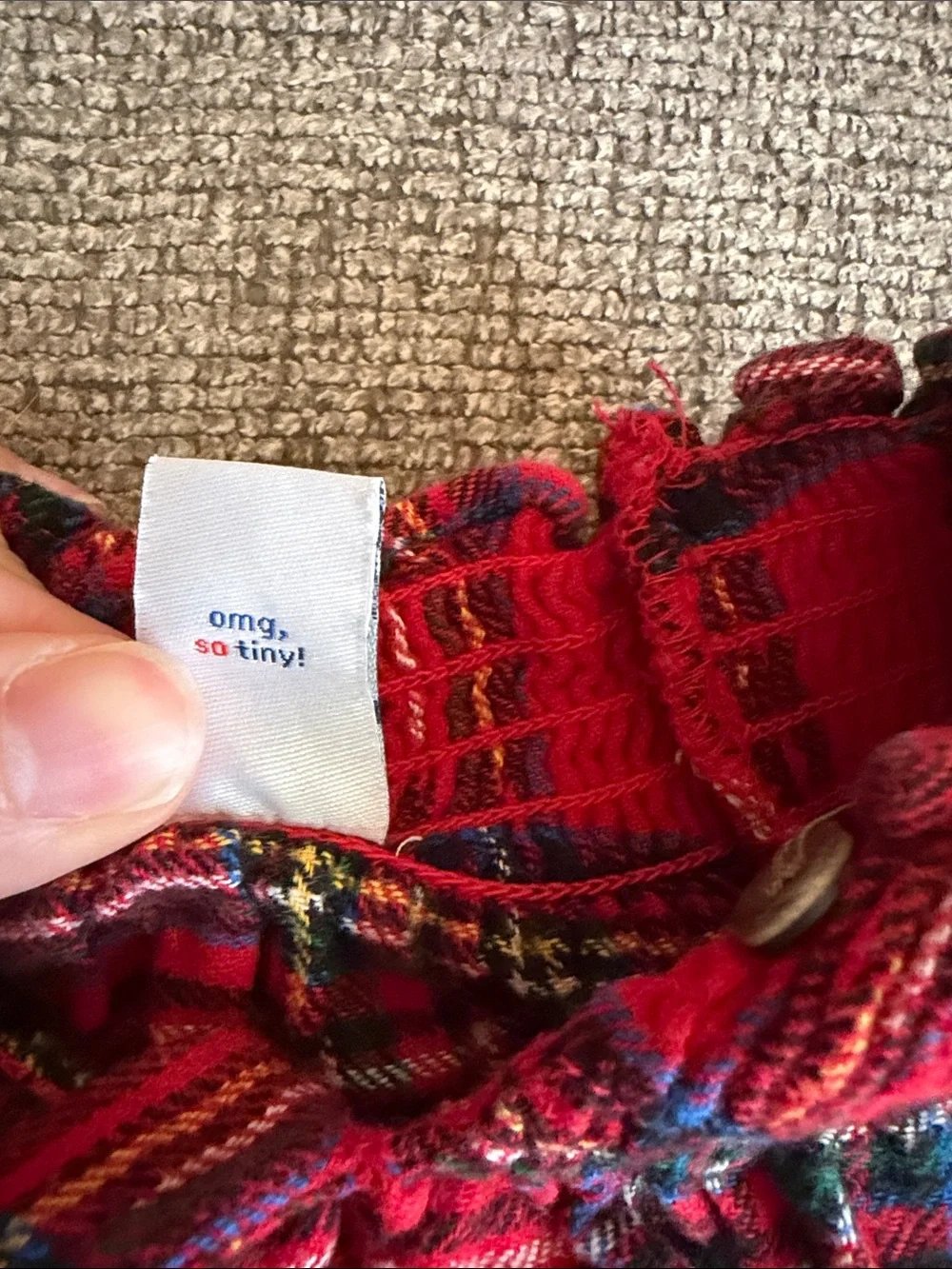 Old Navy Red Plaid Ruffle-Hem Long Sleeve dress